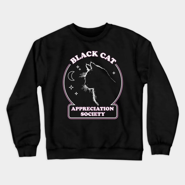 Black Cat Appreciation Society - Retro Witch Halloween Costume Crewneck Sweatshirt by YourGoods